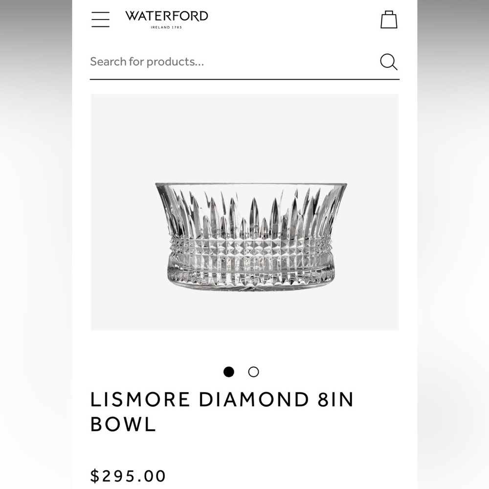 NWT Waterford Crystal Lismore 8 inch Diamond Bowl